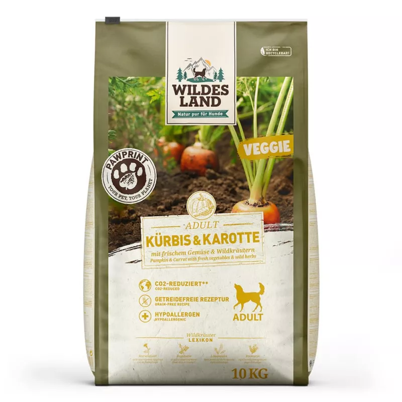 Wildes Land Trockenfutter Veggie | Kürbis & Karotte mit frischem Gemüse & Wildkräutern 10kg